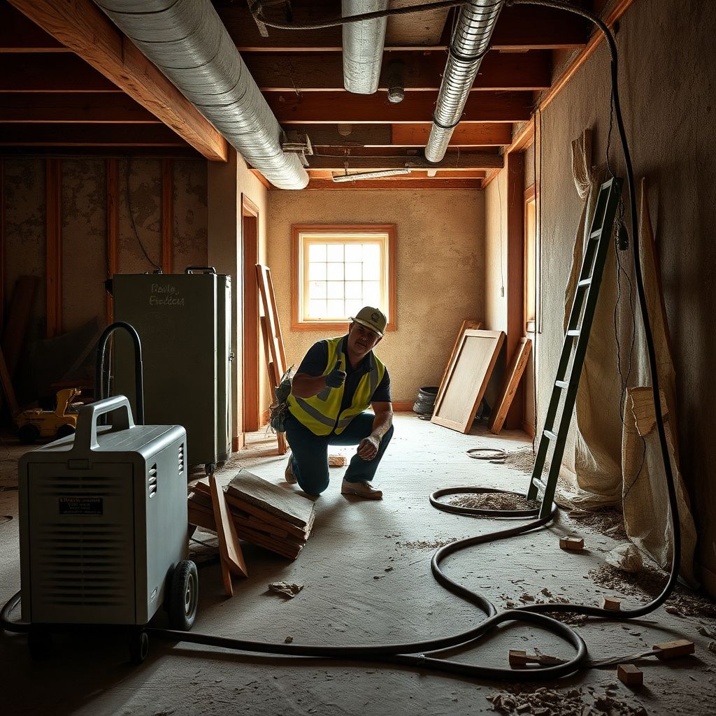 A certified mold remediation technician explaining the process to a homeowner inside a Bastrop residence.
